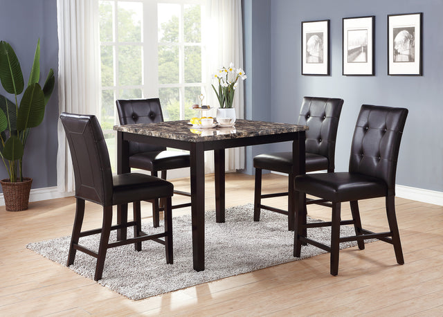 Leroux Upholstered Counter Height Chairs in Espresso Finish, Set of 2