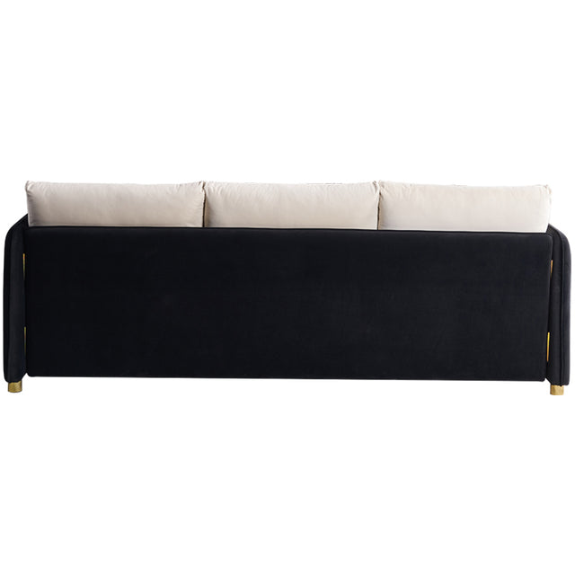 Velvet Sofa BEIGE & BLACK Color