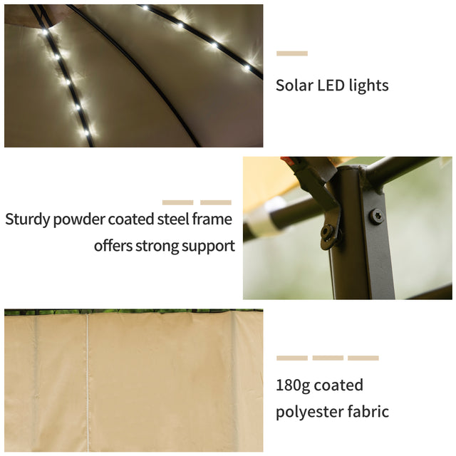 [VIDEO provided] U-style Outdoor Gazebo Steel Fabric Round Soft Top Gazebo，Outdoor Patio Dome Gazebo with Removable Curtains