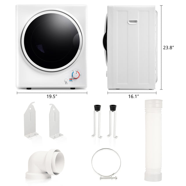 Electric Portable Clothes Dryer, Front Load Laundry Dryer for Apartments, Dormitory and RVs with Easy Knob Control, Wall Mount Kit Included