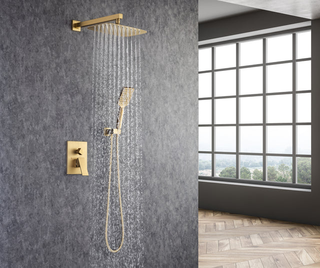Shower Faucet Set Shower System with 12 Inch Rain Shower Head and Handheld, Bathroom Shower Combo Set Wall Mounted System Rough-in Valve Body and Trim Included.