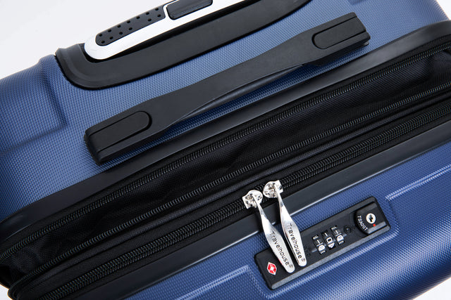 Expandable 3 Piece Luggage Sets ABS Lightweight Suitcase with Two Hooks, Spinner Wheels, TSA Lock, (20/24/28) Blue