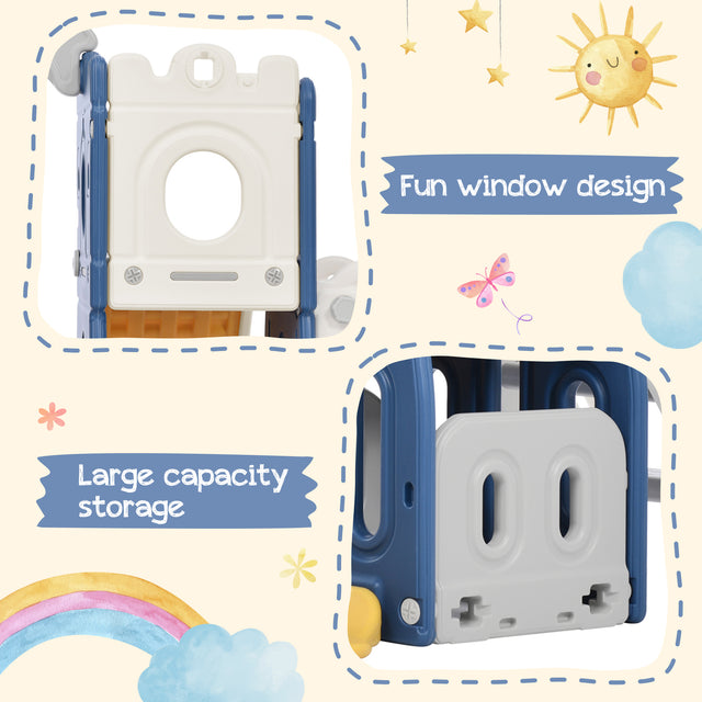 Toddler Slide and Swing Set 5 in 1, Kids Playground Climber Slide Playset with Basketball Hoop Freestanding Combination for Babies Indoor & Outdoor