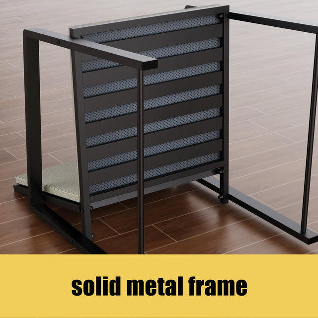 Outdoor Patio Furniture 3 pieces Set Garden Armchair Coffee Side Table,Black Frame, Modern Design