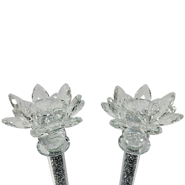 Ambrose Exquisite 2-Piece Candle Holders in Silver (Gift Box Included)