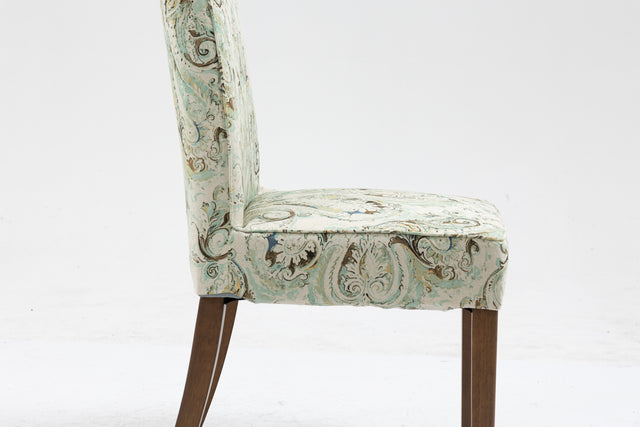 Cover Removable Interchangeable and Washable Multi-color Blue Floral Fabric Upholstered Parsons Chair with Solid Wood Legs 2 PCS