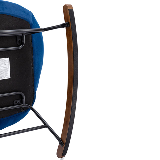 Tufted Upholstered Padded Seat Rocking Chair-Velvet Blue