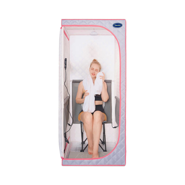 Portable Full Size Grey Infrared Sauna tent–Personal Home Spa, with Infrared Panels, Heating Foot Pad,Controller, Foldable Chair ,Reading light.Easy to Install.Fast heating, with FCC Certification
