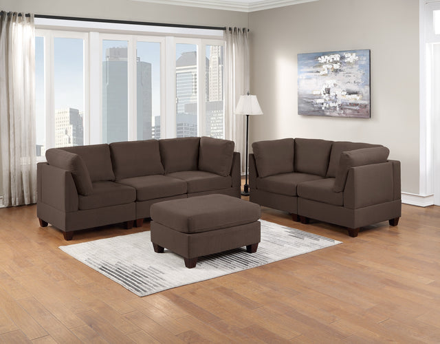 Living Room Furniture Sofa Set Armless Chair Ottoman And 4x Corner Sofa 6pc Set Black Coffee Linen Like Fabric