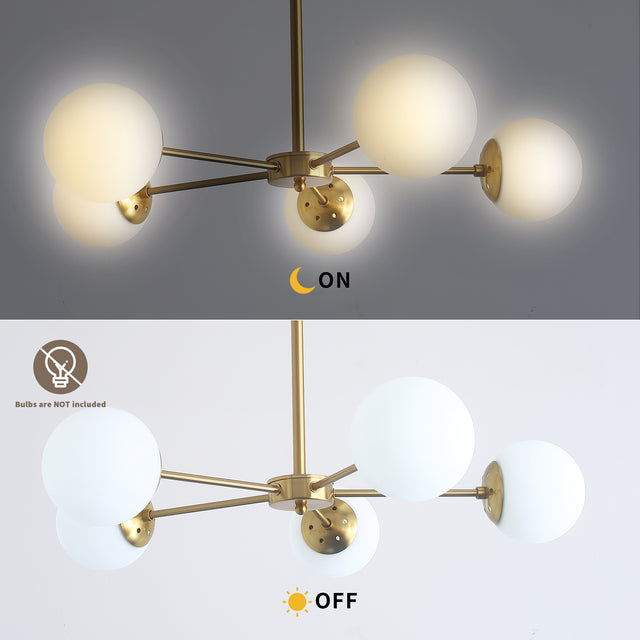 Modern American style chandelier-white-glass lampshade -5 bulbs