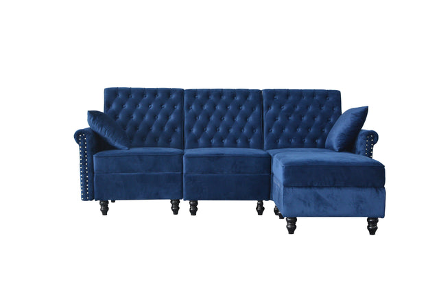 Redde Boo Blue Velvet Soft K/D Sofa And Stool With Storage, High Quality Classic Free Living  Room Sectional Fabirc Sofa