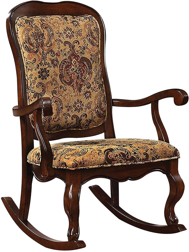 ACME Sharan Rocking Chair in Fabric & Cherry 59390