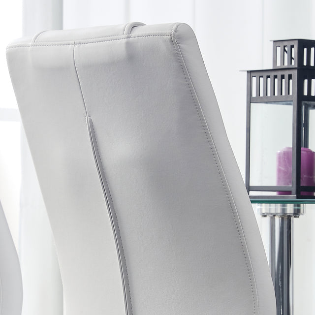 Modern Dining Chairs with Faux Leather Padded Seat Dining Living Room Chairs Upholstered Chair with Metal Legs Design for Kitchen, Living, Bedroom, Dining Room Side Chairs Set of 6 (White+PU Leather)