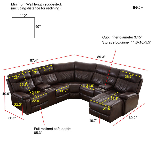 SECTIONAL MOTION SOFA BRWON(W223S00524)