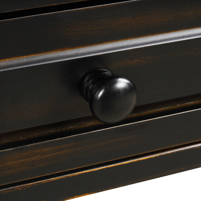 TREXM Console Table 64" Long Extra-thick Sofa Table with Drawers and Shelf for Entryway, Hallway, Living Room (Distressed Black)