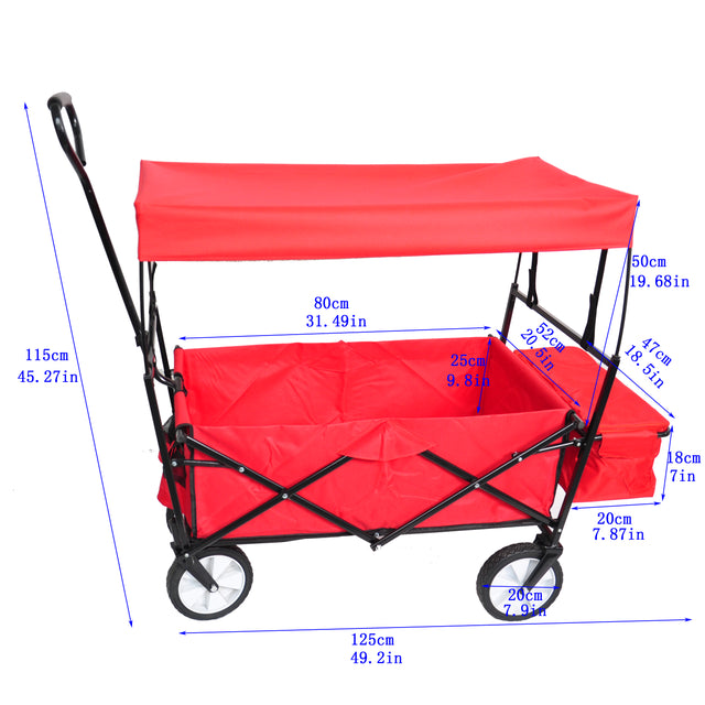 Garden Shopping Beach Cart folding wagon（red）