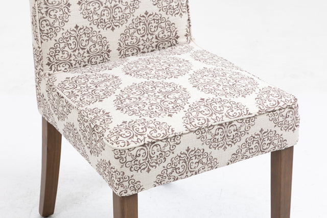 Cover Removable Interchangeable and Washable Coffee Medallion Fabric Upholstered Parsons Chair with Solid Wood Legs 2 PCS