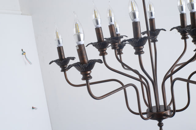 Retro American style stamen-shaped iron chandelier -12 bulbs -E12 lamp holder