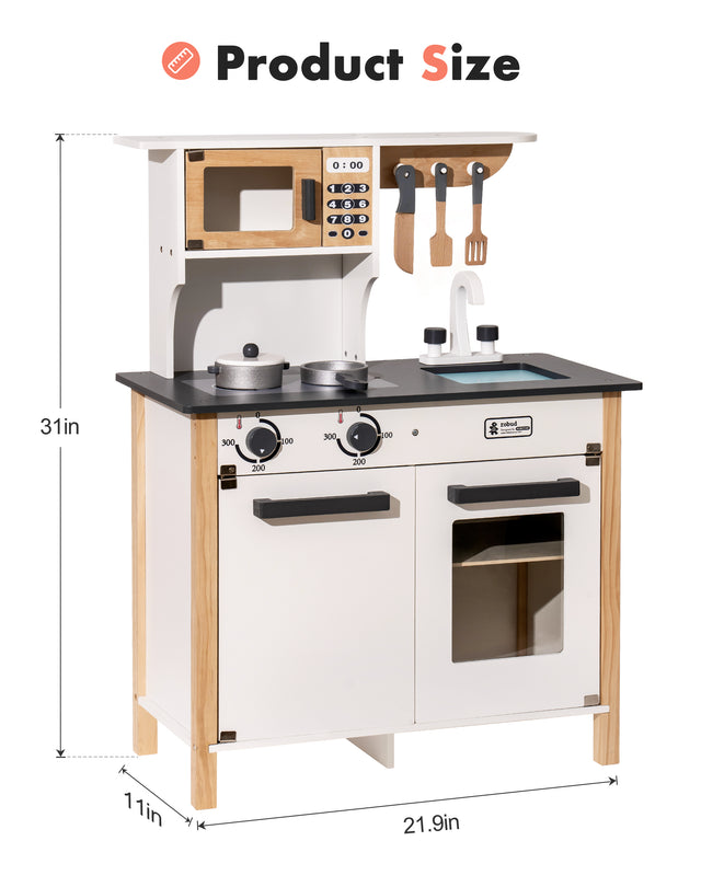 Pretend Wooden Kitchen Play set for Kids and Children, Gifts for New Year, Christmas and Birthday, White