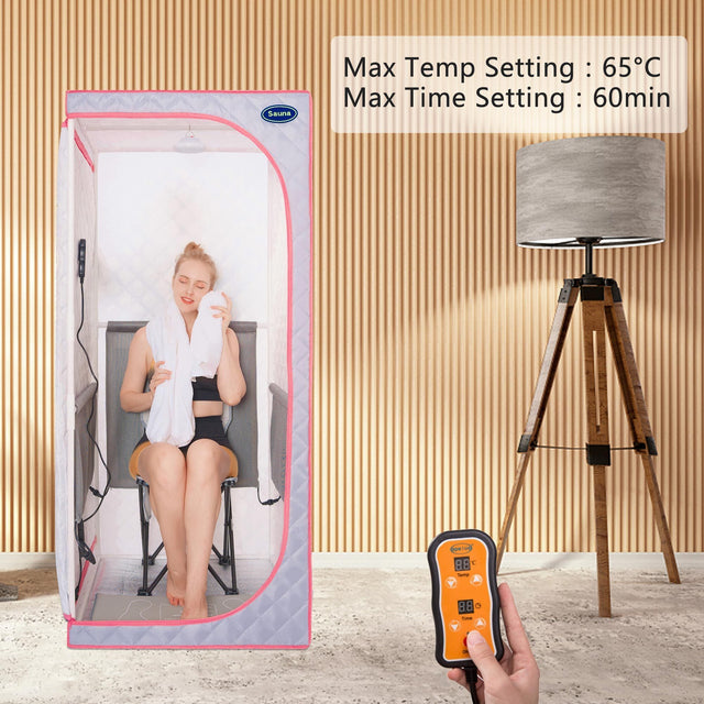 Portable Full Size Grey Infrared Sauna tent–Personal Home Spa, with Infrared Panels, Heating Foot Pad,Controller, Foldable Chair ,Reading light.Easy to Install.Fast heating, with FCC Certification