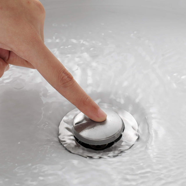 Sink Drain Stopper Bathroom 1.75 In, Pop-Up Drain Stainless Steel With Overflow Anti-Clogging for Vessel Sink Lavatory Vanity Sink Drain with Strainer Basket, Brushed Nickel.