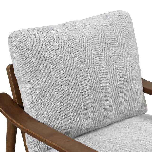 【EAT 3.17】Mid Century Modern Chair with Solid Wood Frame,Arm Chair with Vertical Slatted Back,Thick Pad Upholstered Accent Chair for Living Room, Brown