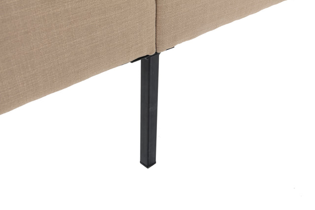 Modern Linene Beige Curved Upholstered Bed (Queen)