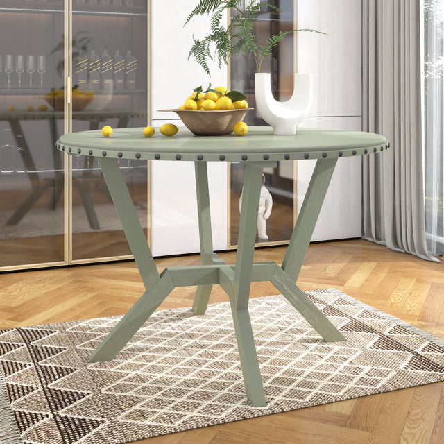 TOPMAX Mid-Century Round Table with Cross Legs for Small Places, Kitchen, Studio, Green
