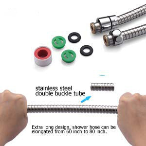 Rain Shower Head - High Pressure Handheld Showerhead & Rain Showerhead Combo with 7 Spray Setting, 2 in 1 Shower Head System Stainless Steel Extra Long Shower Hose，Chrome 1.8 GPM