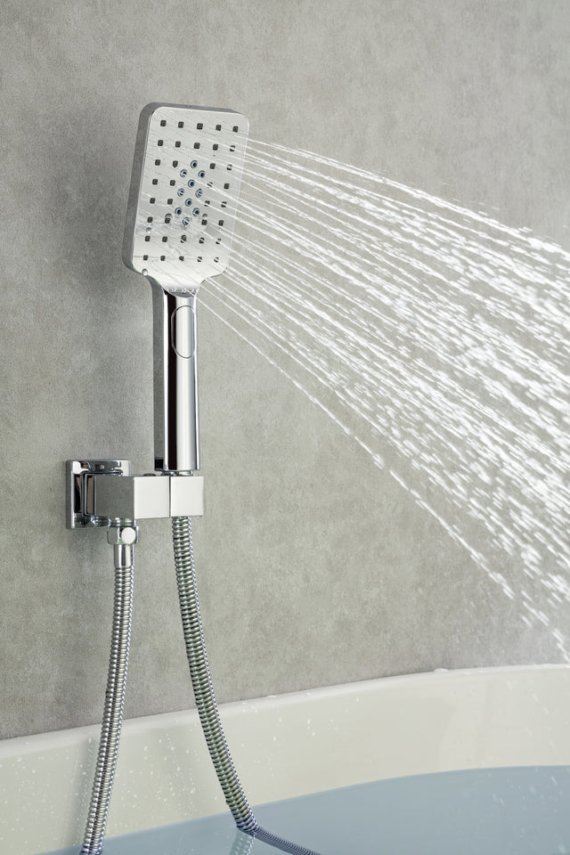 Waterfall Tub Faucet Wall Mount Roman Tub Filler Chrome Single Handle Brass Bathroom Bathtub Faucet with Hand Shower