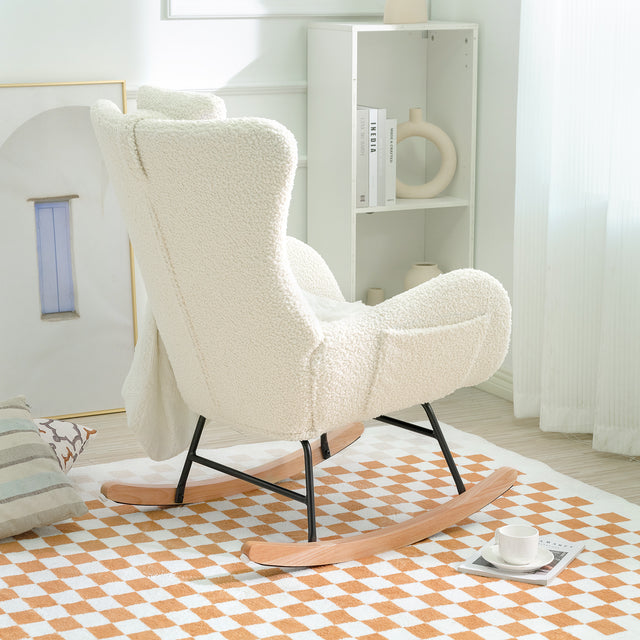 Rocking Chair - with rubber leg and cashmere fabric, suitable for living room and bedroom