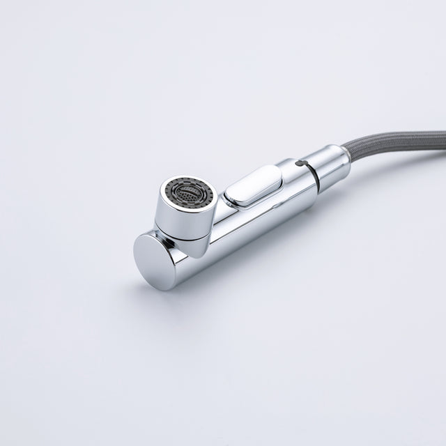 Single Hole Bathroom Faucet with Pull Out Sprayer, Dual Spray Modes, Solid Brass Polished Chrome Bathroom Faucet for Sink, Modern One Handle Bath Vanity Faucet with Face Basin Mixer Tap\\nVisit the YI