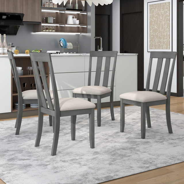 TREXM Set of 4 Dining Chairs Soft Fabric Dining Room Chairs with Seat Cushions and Curved Back  (Gray)