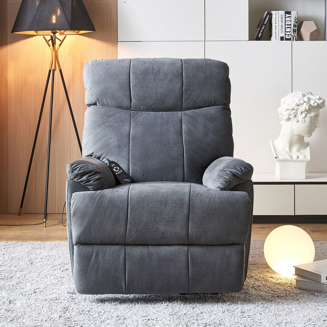 Large size Electric Power Lift Recliner Chair Sofa for Elderly, 8 point vibration Massage and lumber heat, Remote Control, Side Pockets, cozy fabric, overstuffed arm, heavy duty 230LB