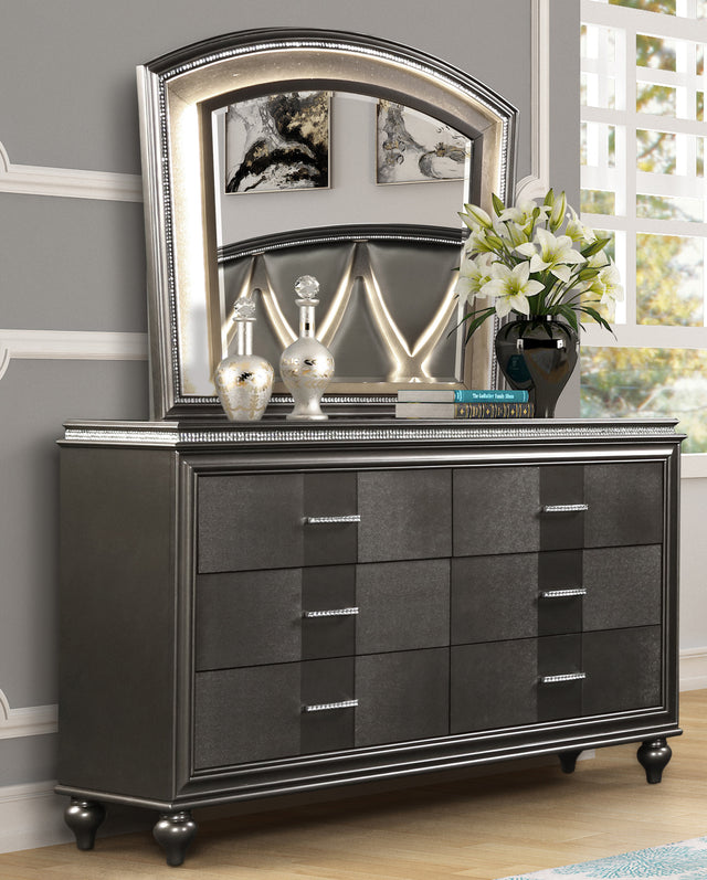 Ginger King 5 Pc LED Bedroom set made with wood in Copper