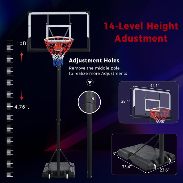 Portable Basketball Hoop Basketball System 4.76-10ft Height Adjustable for Youth Adults LED Basketball Hoop Lights, Colorful lights, Waterproof，Super Bright to Play at Night Outdoors,Good Gift for Kid