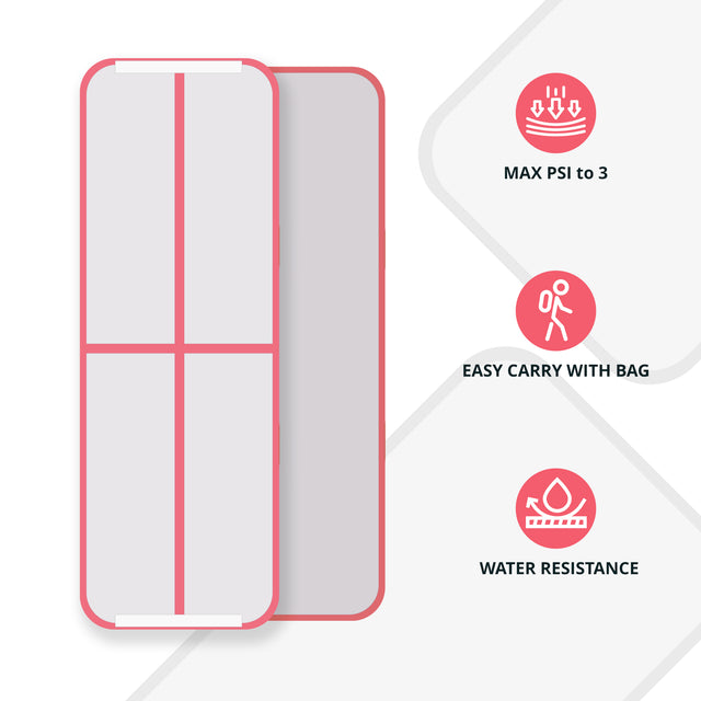 inQracer Gymnastics Mat Air Mats 10ft, Inflatable Tumbling Mat Tumble Track Air Floor with Electric Air Pump for Kids Home Use/Cheerleading/Gym/Outdoor/Yoga/Water Use, Pink