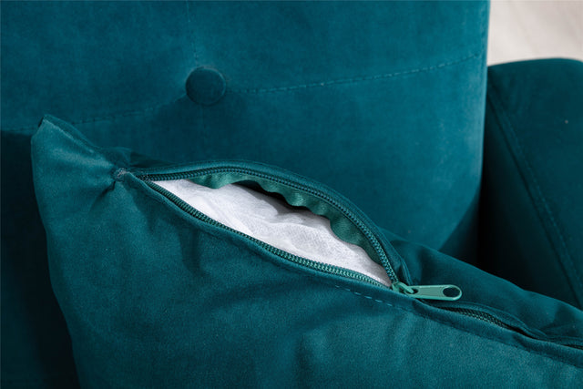 COOLMORE  Velvet  Sofa , Accent sofa .loveseat sofa with rose gold metal feet  and  Teal  Velvet