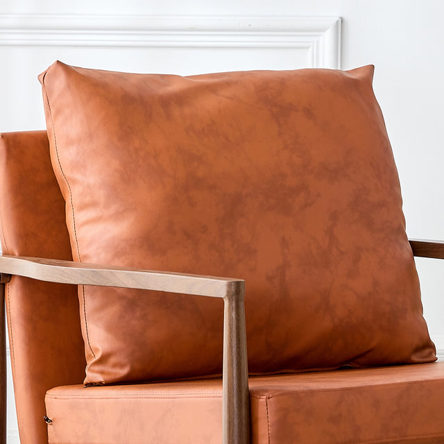 Sofa Chair Set of 2.PU Leather Accent Arm Chair Mid Century Modern Upholstered Armchair with Imitation solid wood Walnut color Metal Frame Extra-Thick Padded Backrest and Seat Cushion Sofa Chairs