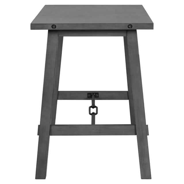 TREXM Counter Height Dining Table Solid Wood & Metal Dining Table for Small Space (Gray)