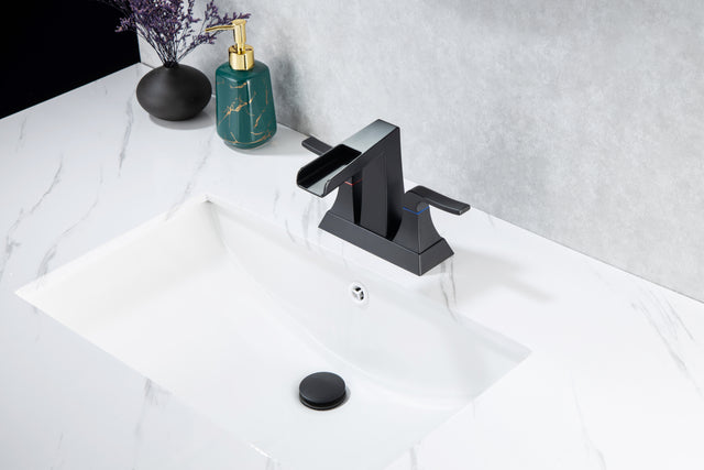 2-Handle Lavatory Faucet Brushed Nickel Bathroom Sink Faucet with Metal Pop-up Drain and Faucet Supply Lines