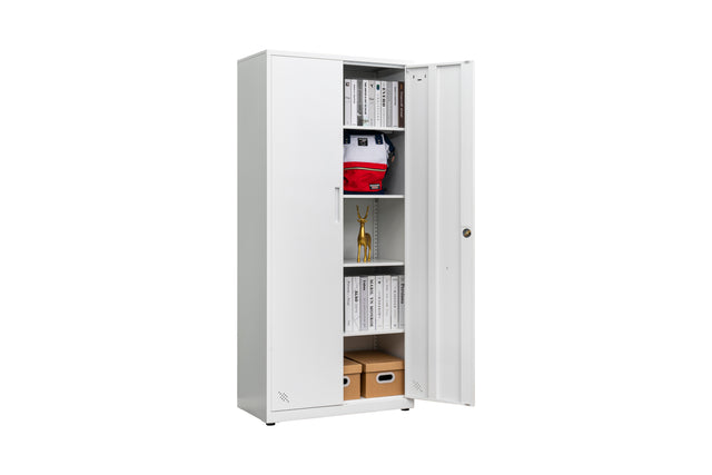 High Storage Cabinet with 2 Doors and 4 Partitions to Separate 5 Storage Spaces, Home/ Office Design