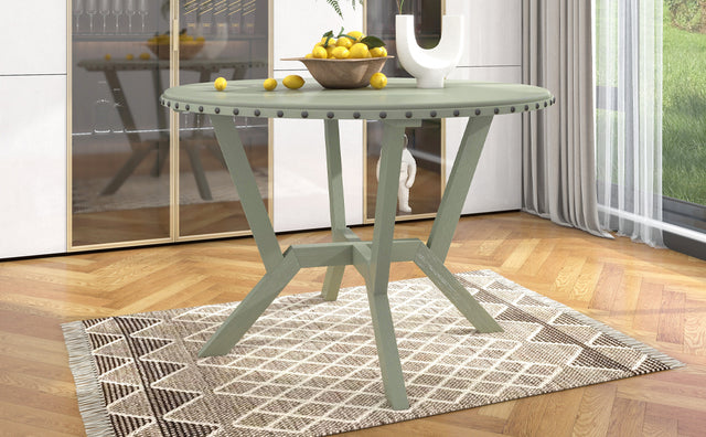 TOPMAX Mid-Century Round Table with Cross Legs for Small Places, Kitchen, Studio, Green