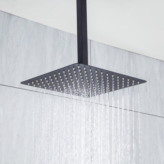 12 inch Ceiling Shower System Brushed Nickel Shower Combo Set for Bathroom, Rainfall Shower Faucet Ceiling Mounted Included Rough in Mixer Valve Body and Trim