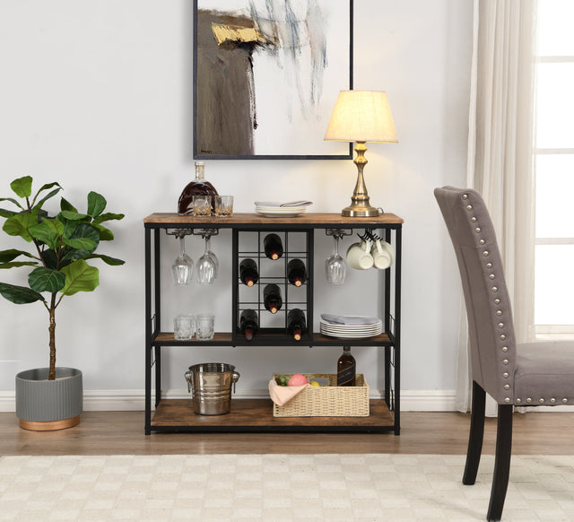 Industrial Wine Rack Kitchen Bar for Home  3 -Tier Storage Shelves