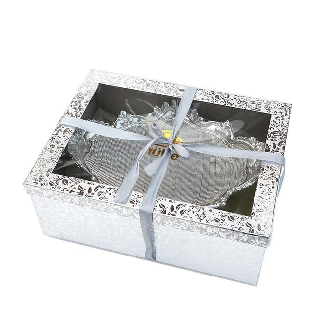 Ambrose Chrome Plated Crystal Embellished Ceramic Fruit Platter