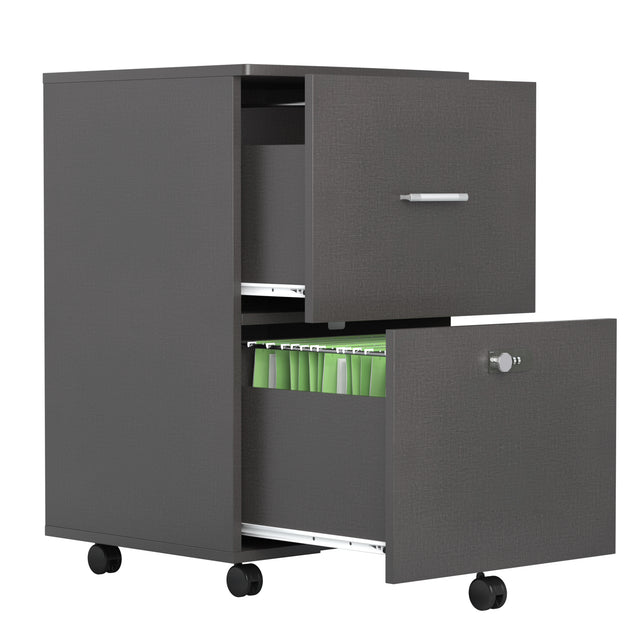 Dark gray  file cabinet with two drawers with lock, office storage cabinet Office pulley removable file cabinet Wooden drawer cabinet Office storage cabinet Low cabinet