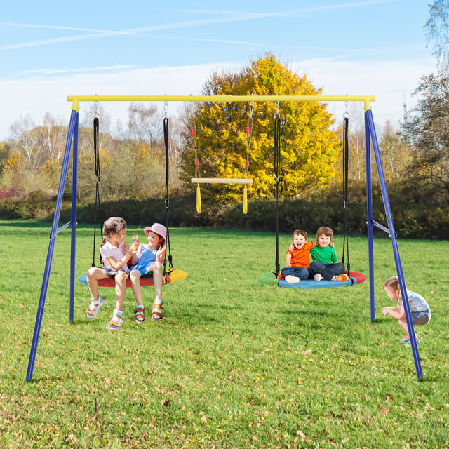 Outdoor Toddler Saucer Swing Set for Backyard, Playground Tree Swing Sets with Steel Frames,  with Disc Tree Swing Playset