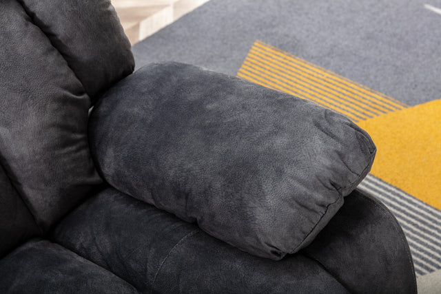 Massage Rocker Recliner with Heat and Vibration, Manual Rocking Recliner Chair with Vibrating Massage, Comfy Padded Overstuffed Recliner Soft Fabric Heated Recliner (Grey)