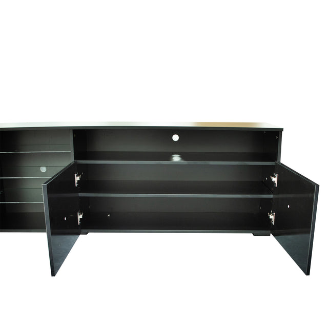 FURNITURE & TV Stand Matte Body High Gloss Doors Modern TV Stand LED,Black